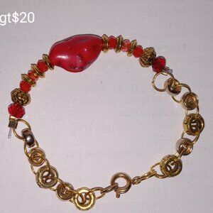 gold red turquoise bracelet